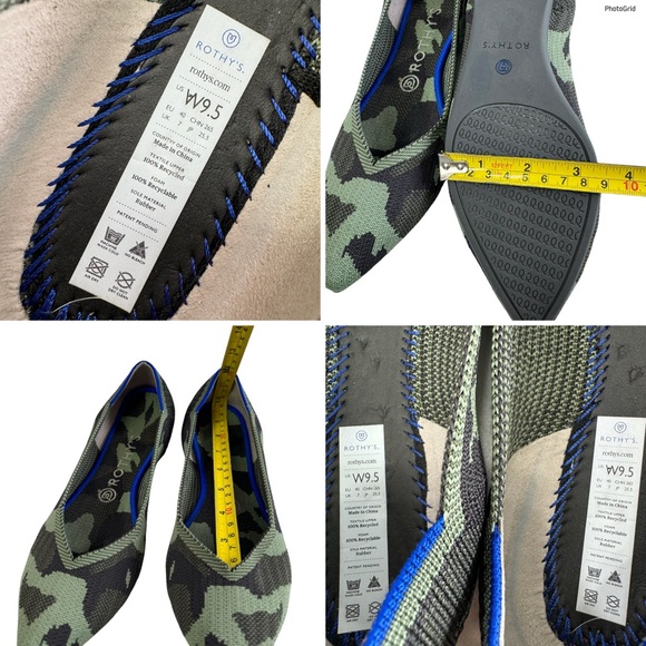 Rothy's The Point Olive Camo Pointed Toe Slip-On Flat Shoes Size 9.5 - Picture 16 of 16
